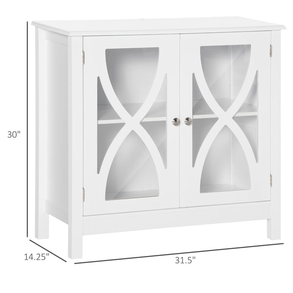 Kitchen cabinet with glass door, living room, white