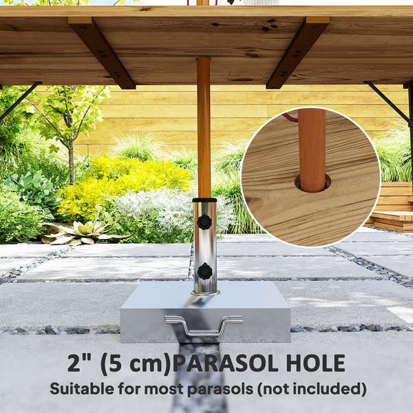 Wooden outdoor dining table with parasol hole