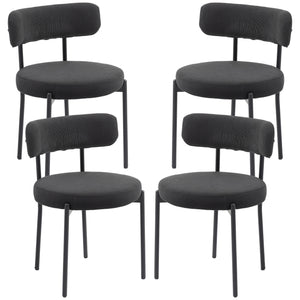Set of 4 modern kitchen chairs with black corduroy upholstery