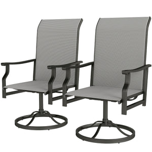Set of 2 outdoor swivel high-back chairs, light gray