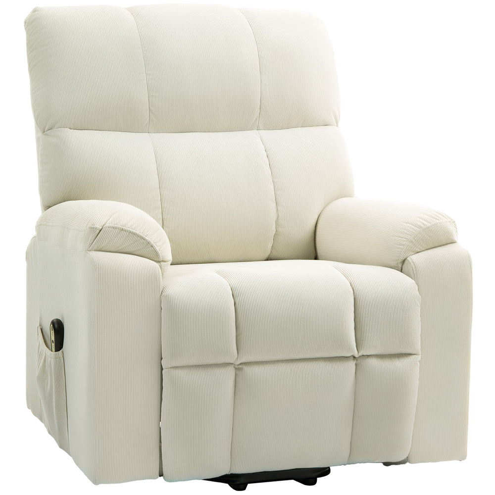 HOMCOM Lift Chair for Seniors, Microfiber Upholstered Power Recliner Chair with Remote, Quick Assembly, Cream White |