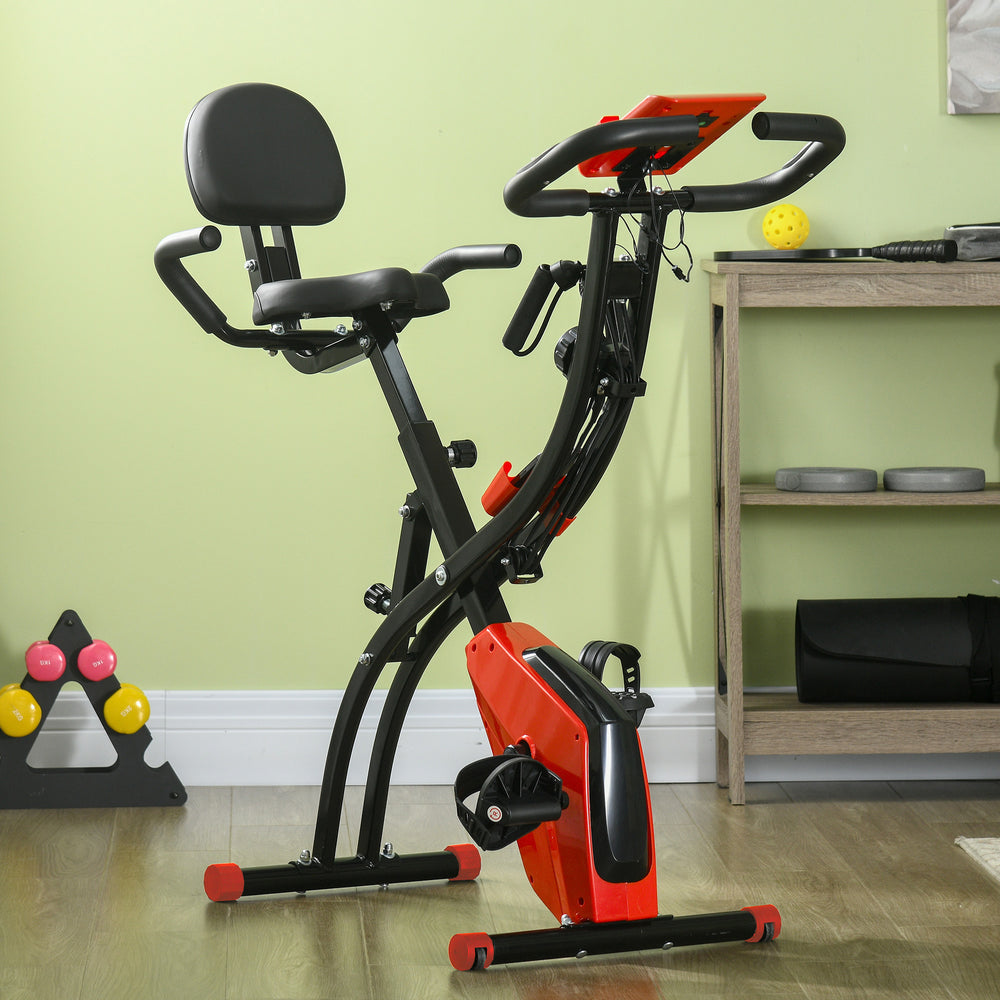 3-in-1 Folding Exercise Bike with 8-Level Magnetic Resistance, Red