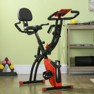 3-in-1 Folding Exercise Bike with 8-Level Magnetic Resistance, Red