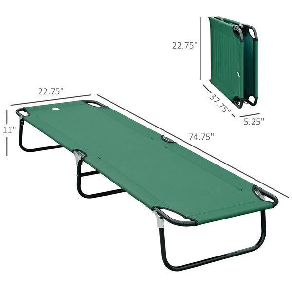 Foldable Camp Bed for Adults, Portable Outdoor Sleeping Bed, Green