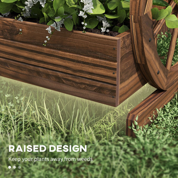 Wooden planter in the shape of a cart