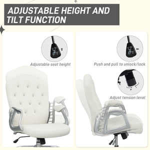 Velvet office chair with swivel casters, adjustable height, recline function, off-white
