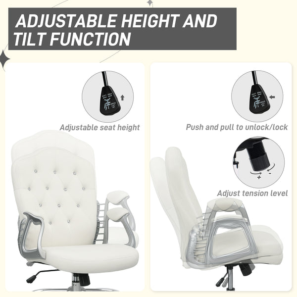 Velvet office chair with swivel casters, adjustable height, recline function, off-white