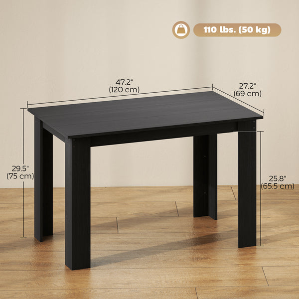 Kitchen table for 4 to 6 people, wood effect, black