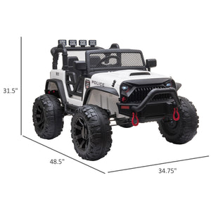 12V Police Jeep with Parental Remote Control, White