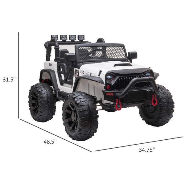 12V Police Jeep with Parental Remote Control, White