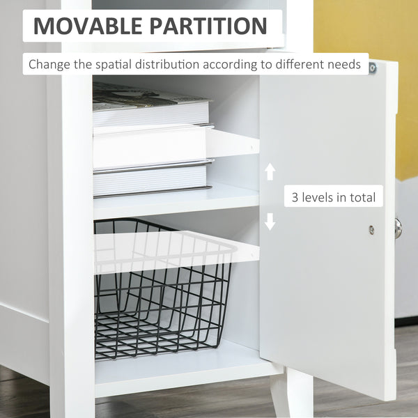 Modern 3-Tier Wooden Bedside Table with Sliding Shelf, White