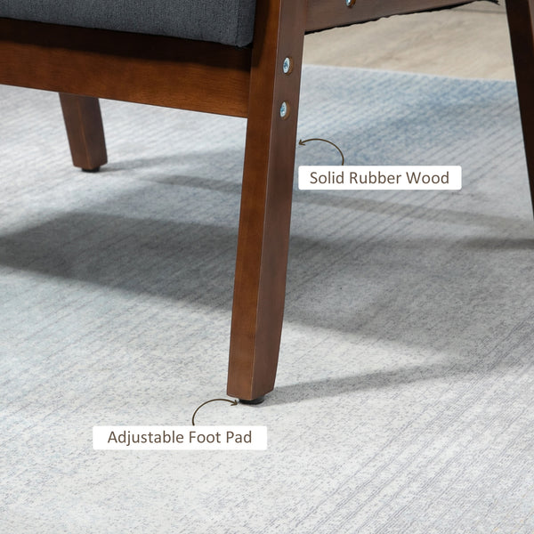 Accent chairs with linen upholstered seat, dark grey