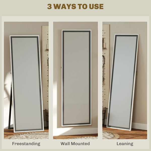 Full length standing mirror, gray wood grain