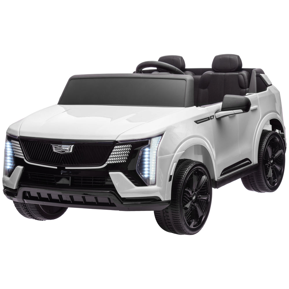 Voiture électrique 12 V pour enfants, Cadillac Escalade blanche sous licence, avec télécommande parentale et suspension à ressorts pour conduite réaliste