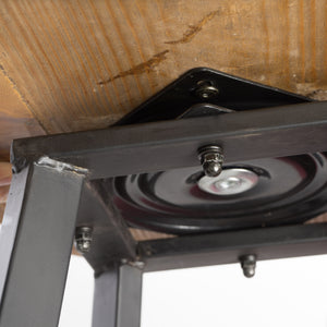 Set of 2 Industrial Style Swivel Bar Stools with Rust Finish Iron Frame, Pine Seat, No Assembly Required, Natural