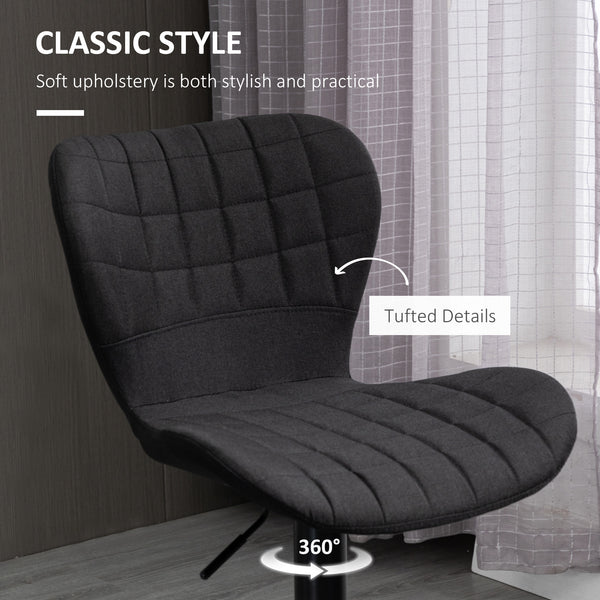 Set of 2 bar stools with wide seat, backrest and footrest, black