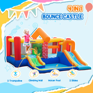 Large inflatable castle with 2 slides, trampoline, inflatable pool