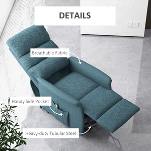 Electric lift chair for the elderly with remote control, blue