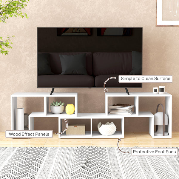3-piece modular TV stand with 6 compartments for TVs up to 75 in. – White