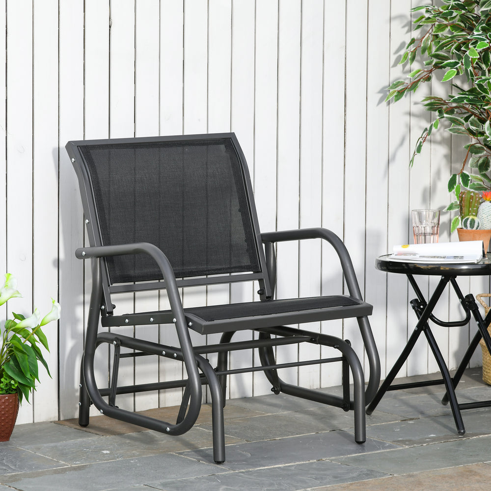 Rocking chair with breathable mesh seat and back, black