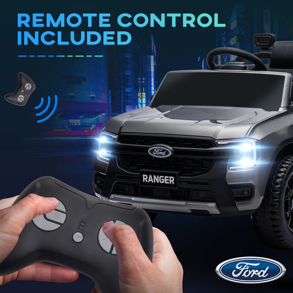 Ford Ranger 12V, Licensed with Rear Storage, Remote Control, Grey