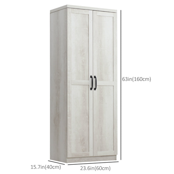 5-Tier Pantry with Adjustable Doors and Shelves, Distressed White