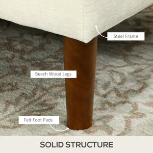 Modern corner sofa with removable chaise longue, wooden legs, cream color