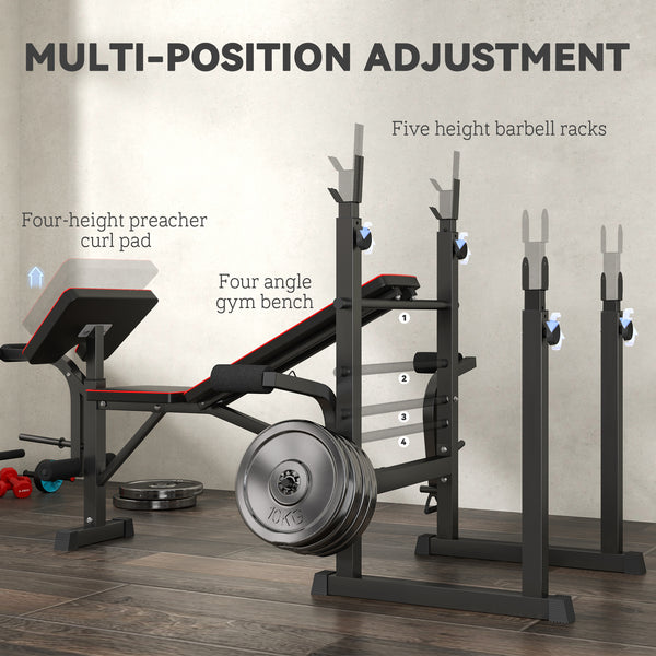 Weight bench with rack for home training