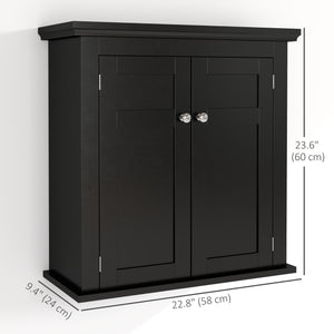 Bathroom cabinet with adjustable shelves, black