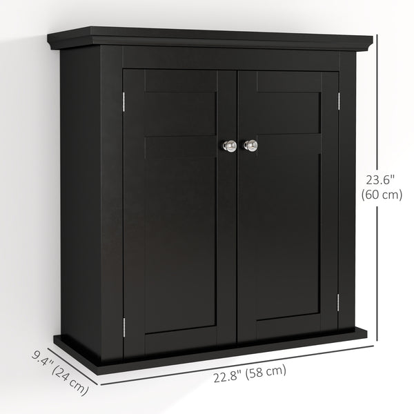 Bathroom cabinet with adjustable shelves, black