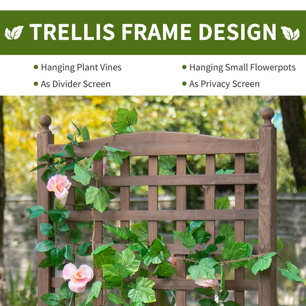 Raised planter with trellis, brown