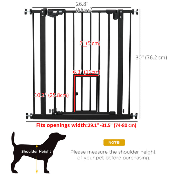 Extra Wide Pressure Fit Retractable Gate with Pet Door