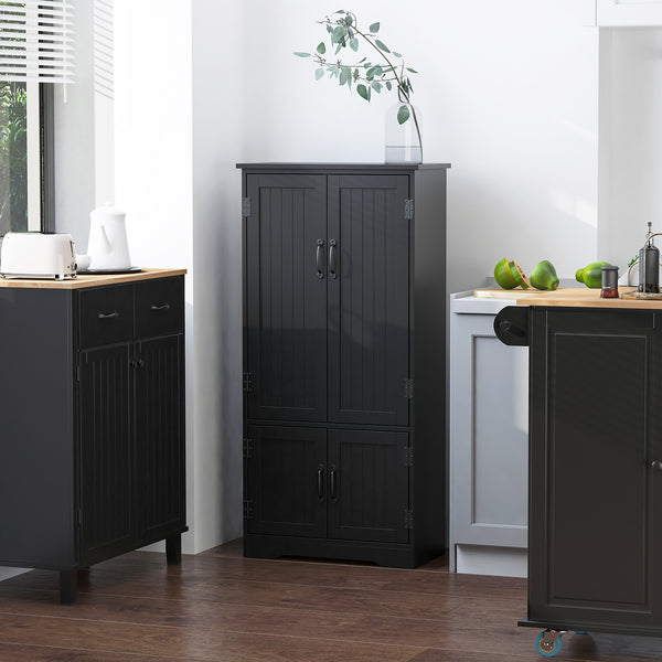 4-Door Multi-Tier Pantry, Black