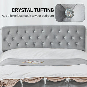 Double bed frame with headboard, 2 drawers, without slatted base, light grey