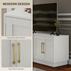 TV stand for TVs up to 55 inches with 4 soft-hinged doors, white