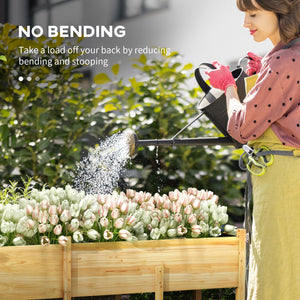 Raised wooden garden bed with legs, liner and drainage holes, 225.5 cm x 55 cm x 79 cm