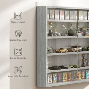 Display case for your collectible figurines with 5 levels, gray