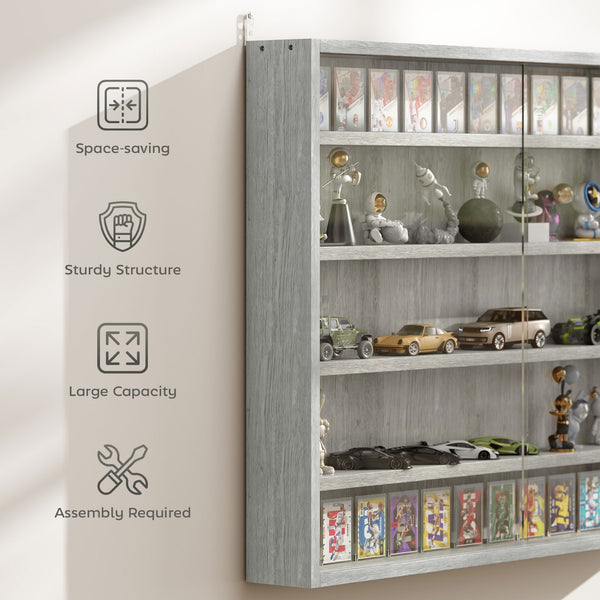 Display case for your collectible figurines with 5 levels, gray