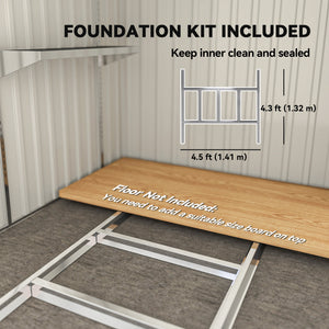 Lean-to garden shed in galvanized metal with foundation, sliding door and 2 vents, dark grey