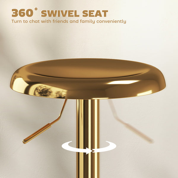 Set of 2 steel bar stools, gold