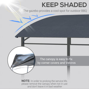 7' x 5' BBQ Grill Gazebo Tent, Garden Grill Canopy with Steel Frame and Hooks, Outdoor Sun Shade, Grey