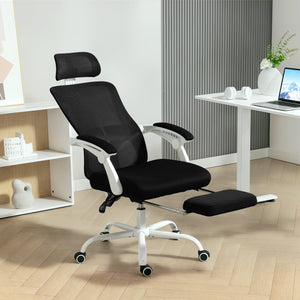 Ergonomic reclining mesh office chair with adjustable lumbar support and headrest, black