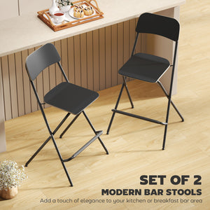 Set of 2 folding bar stools, black