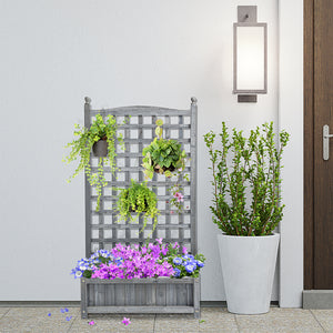 Raised planter with trellis for climbing plants, grey