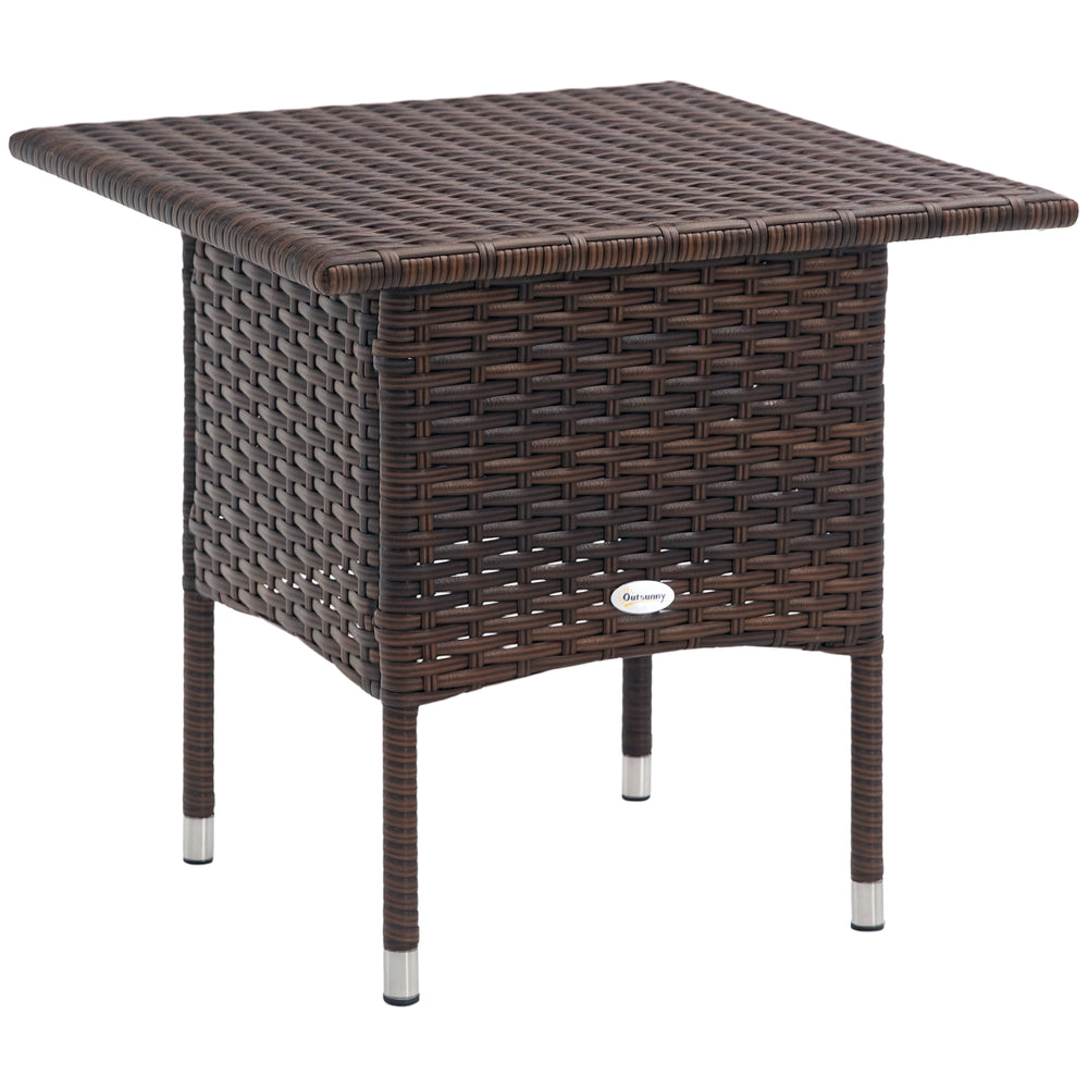 Patio coffee table in woven resin, brown color