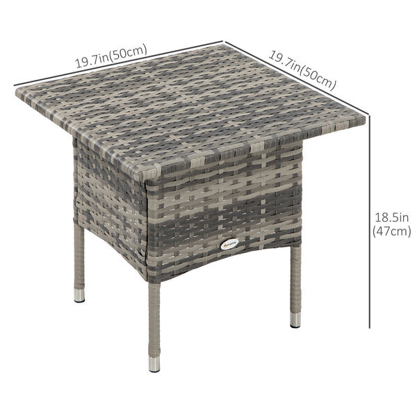 Patio coffee table in woven resin, heather grey