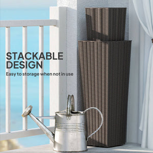 Set of 2 Large Outdoor Planter Boxes with Drainage Holes, Outdoor Flower Pots