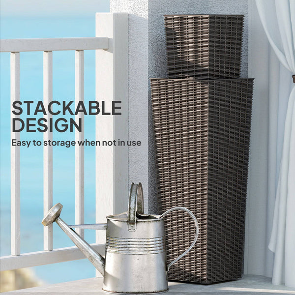 Set of 2 Large Outdoor Planter Boxes with Drainage Holes, Outdoor Flower Pots