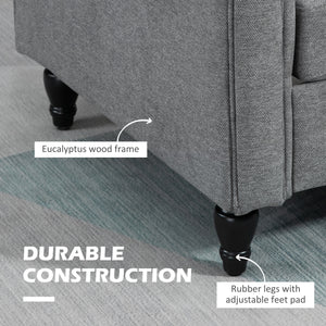 Vintage upholstered 2-seater sofa with rubberwood legs, light grey