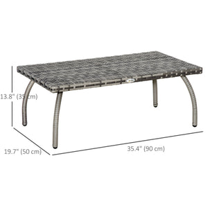 Outdoor coffee table made of weather-resistant resin wicker